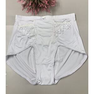 Vintage Sissy Wht Princess High Waist Light Tummy Control Floral Lace Panties2XL